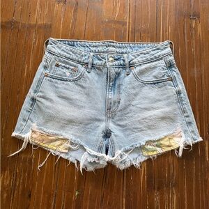 American eagle Cutoff Shorts with Floral Patch Detail